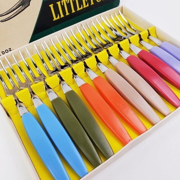 German Cocktail Little Forks Vintage Rostfrei Stainless Steel No. 866 Set 12 MCM - Picture 6 of 12